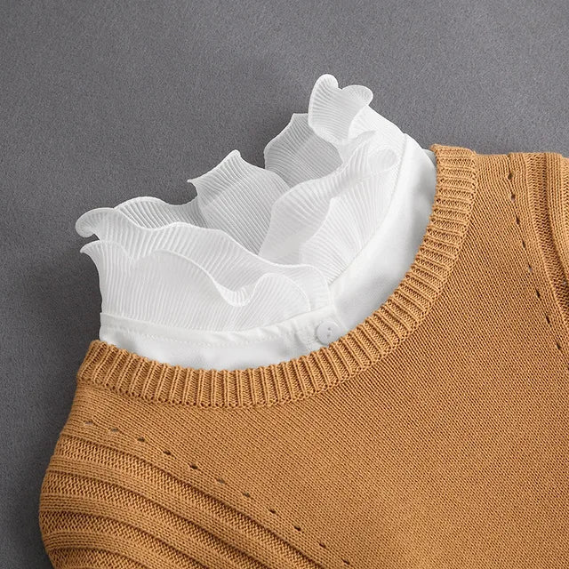 Fashion 2025 Front Tie White Fake Collar for Women Stand Detachable Collar Fake Girls Vintage Lace Ladies False Blouse Collar