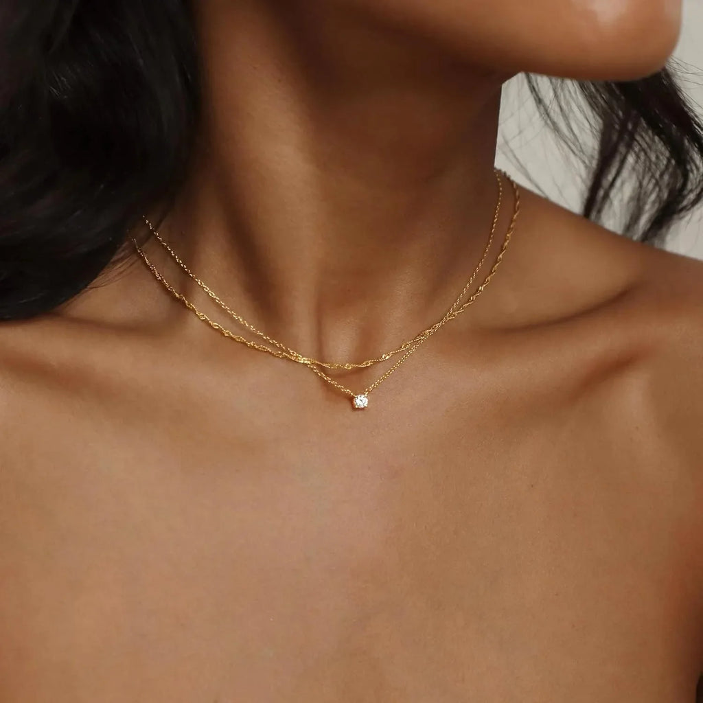 Diamond Necklaces for Women K Gold/Sterling Silver Choker Necklace Simple Gold Plated Jewelry Necklaces for Women Gifts