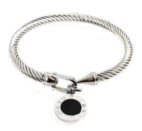 Simple Steel 3 Crystal Bracelet Bangle