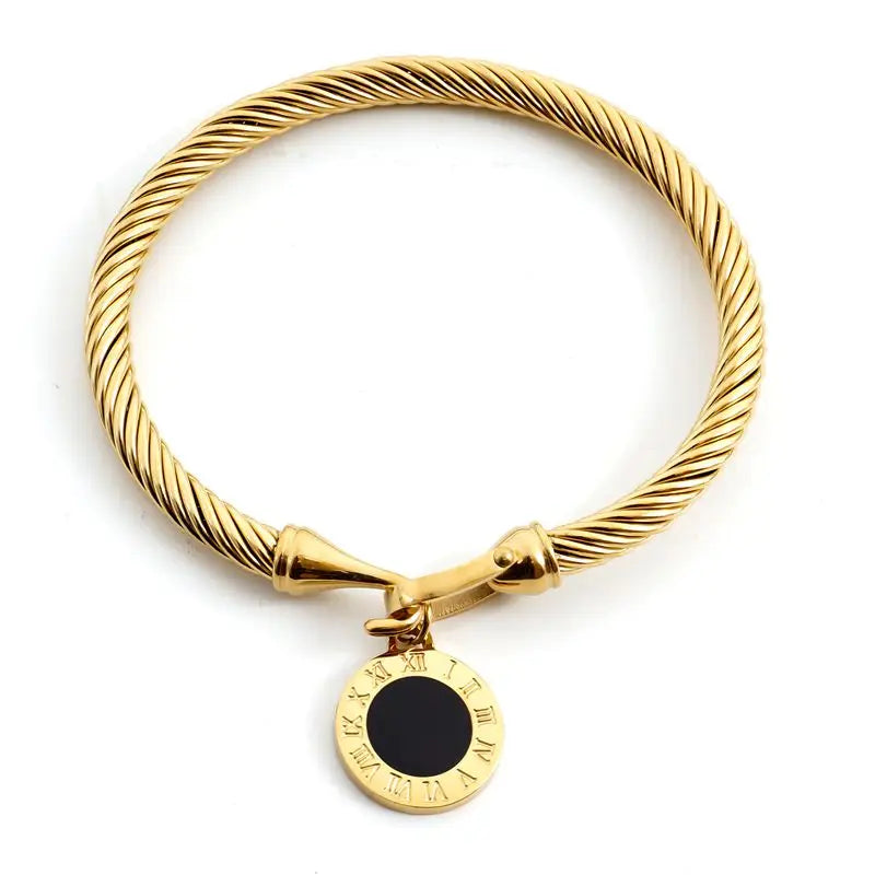 Simple Steel 3 Crystal Bracelet Bangle