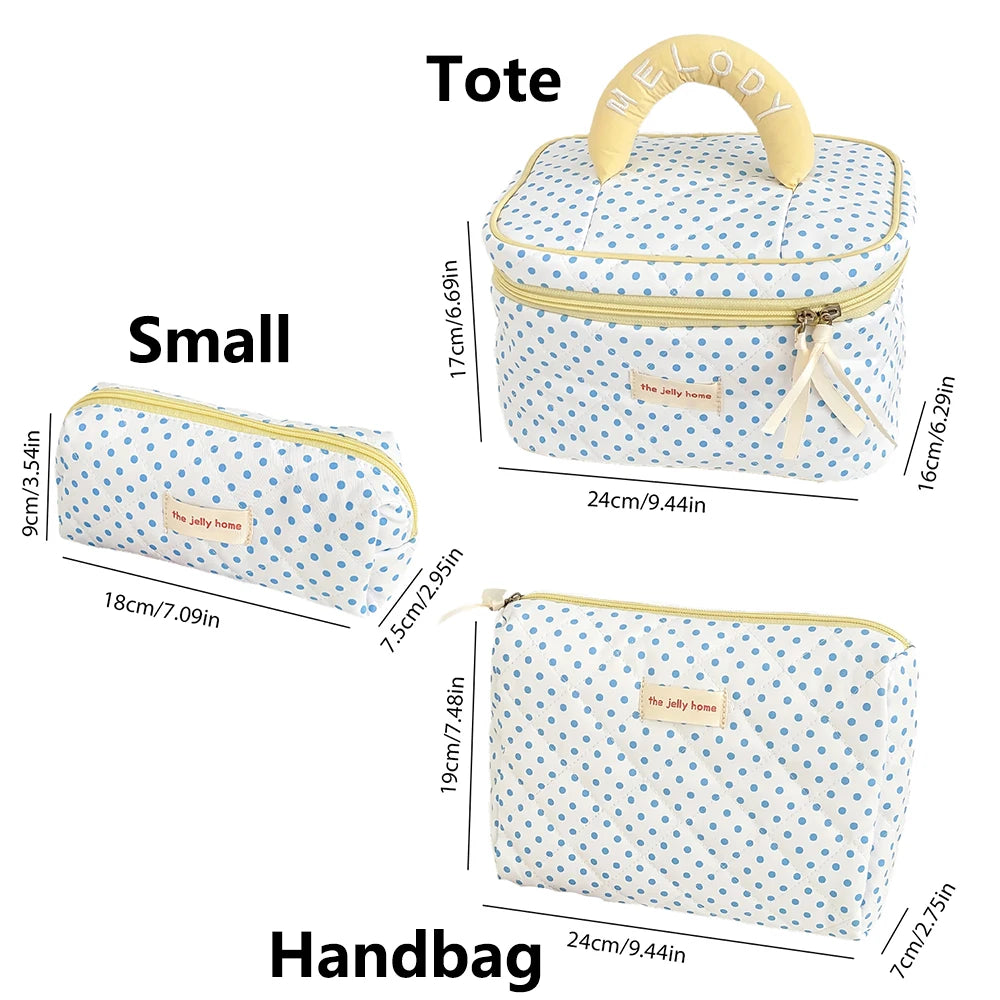 2025 New 3 Bags Set Women Makeup Bag Large Capacity Cosmetic Toiletry Storage Pouch Handbag Make Up Square Zipper Quilting Bag
