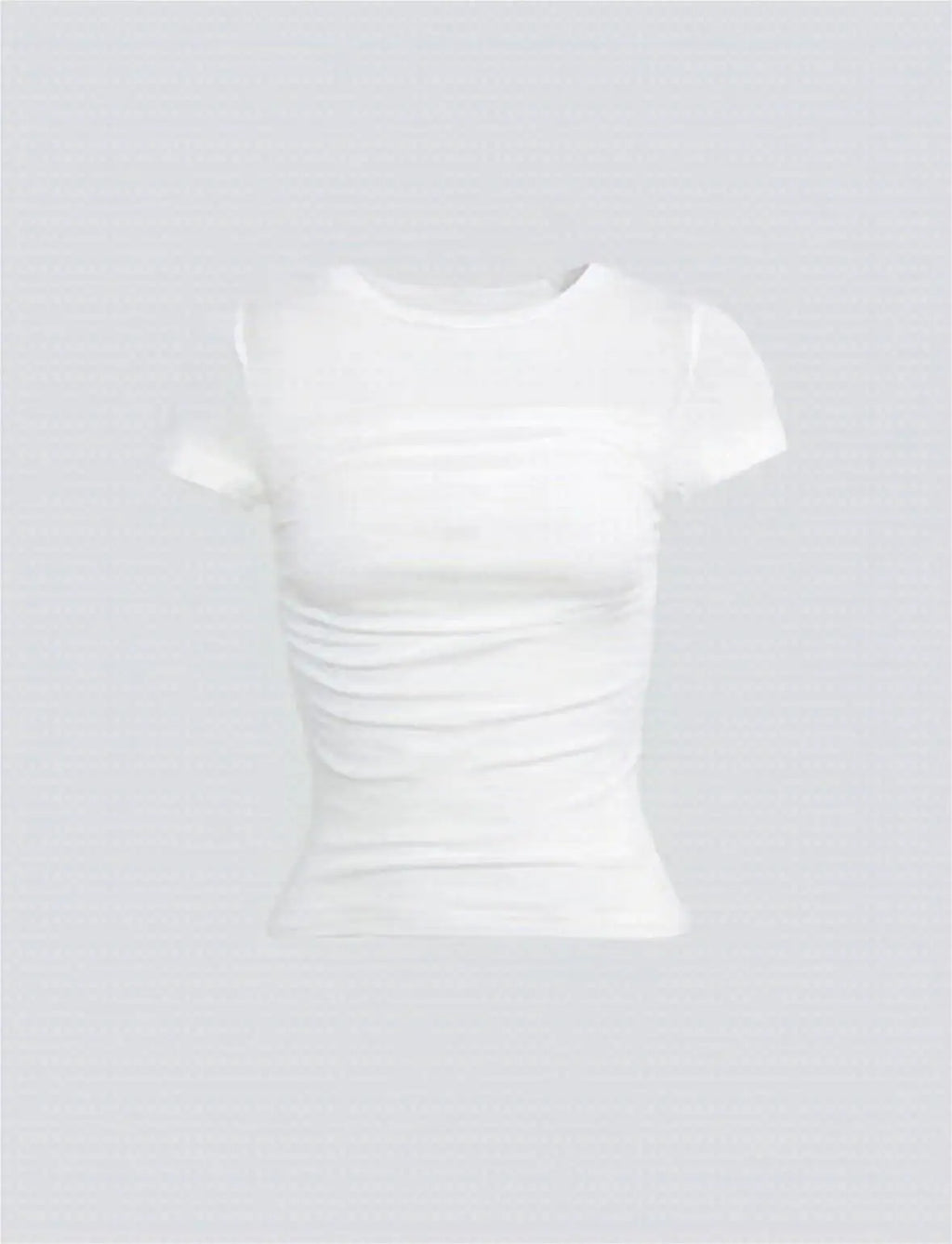 NUOMICI 2025 Summer Short-sleeved T-shirt Women White Mesh Splicing Pleated Design Slim Fit Casual Women's Tops Clothing Popular