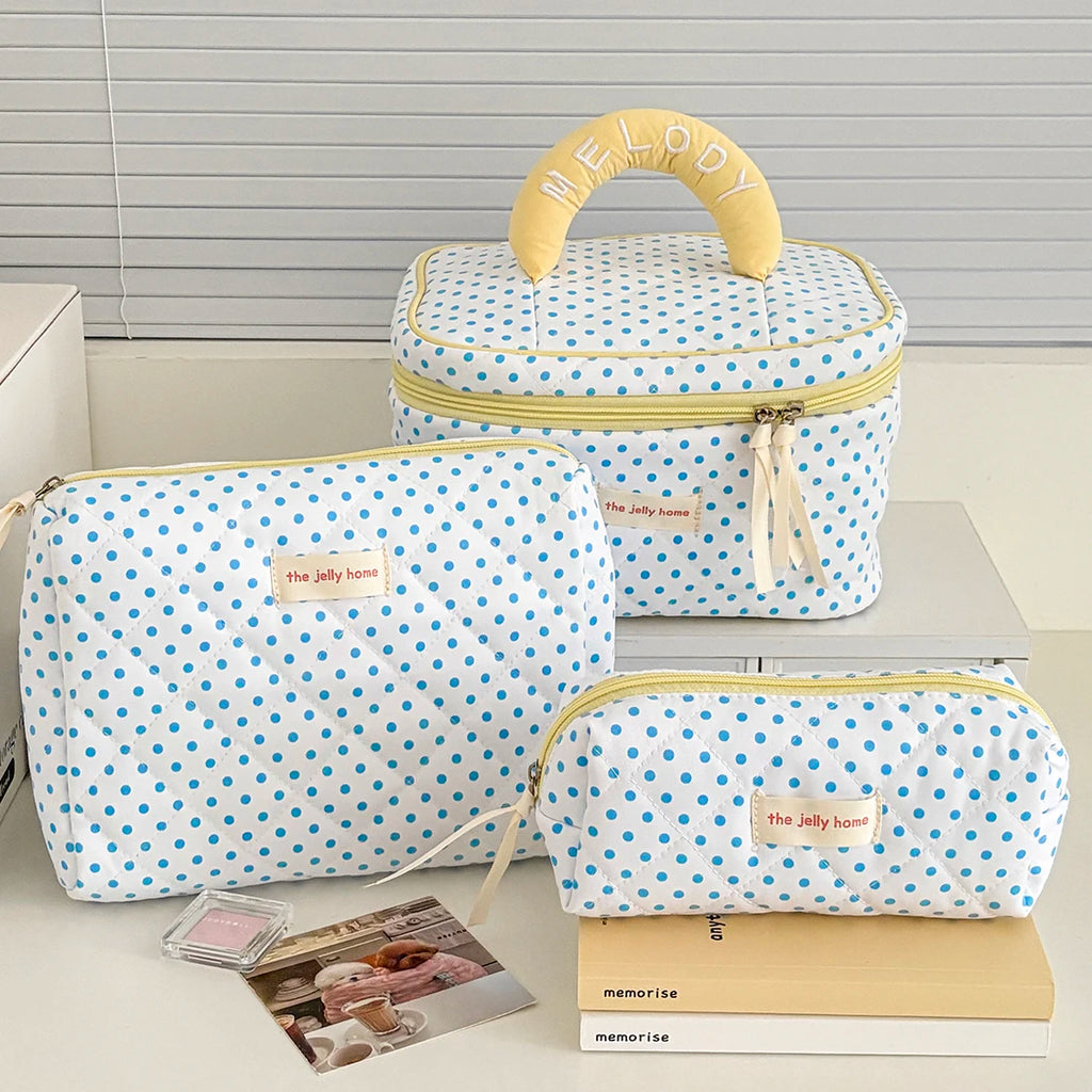 2025 New 3 Bags Set Women Makeup Bag Large Capacity Cosmetic Toiletry Storage Pouch Handbag Make Up Square Zipper Quilting Bag
