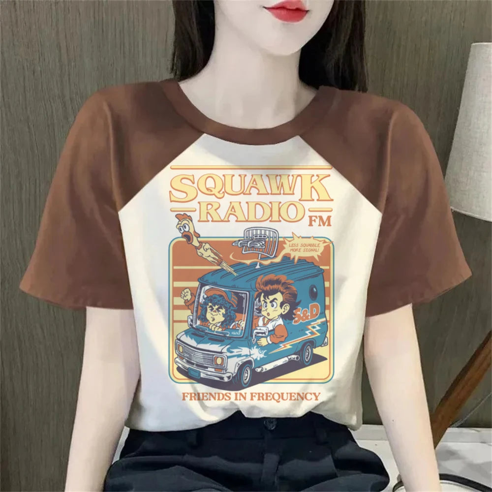 Steve Harrington Top Tees Women Upside Down University Harajuku Hawkins  Hip Hop Graphic Colorful Shirt Classic T-Shirts