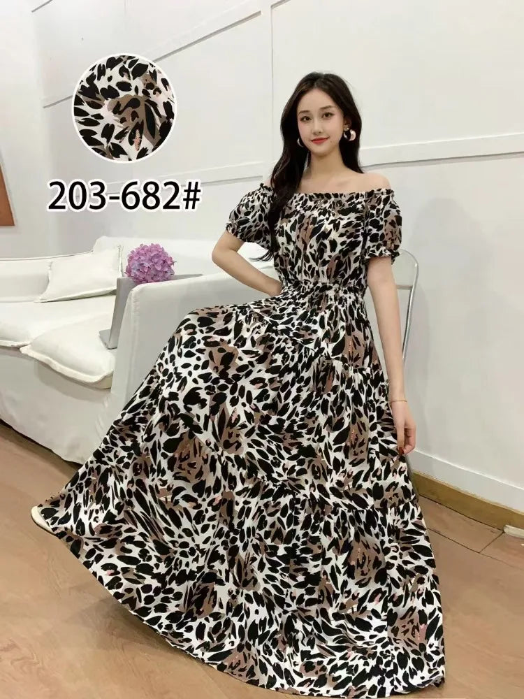 Long Maxi Dress Women Clothing Spring Summer Bohemian Holiday Beach Korean Style Floral Vintage Slim Vestidos Robe Dresses Boho