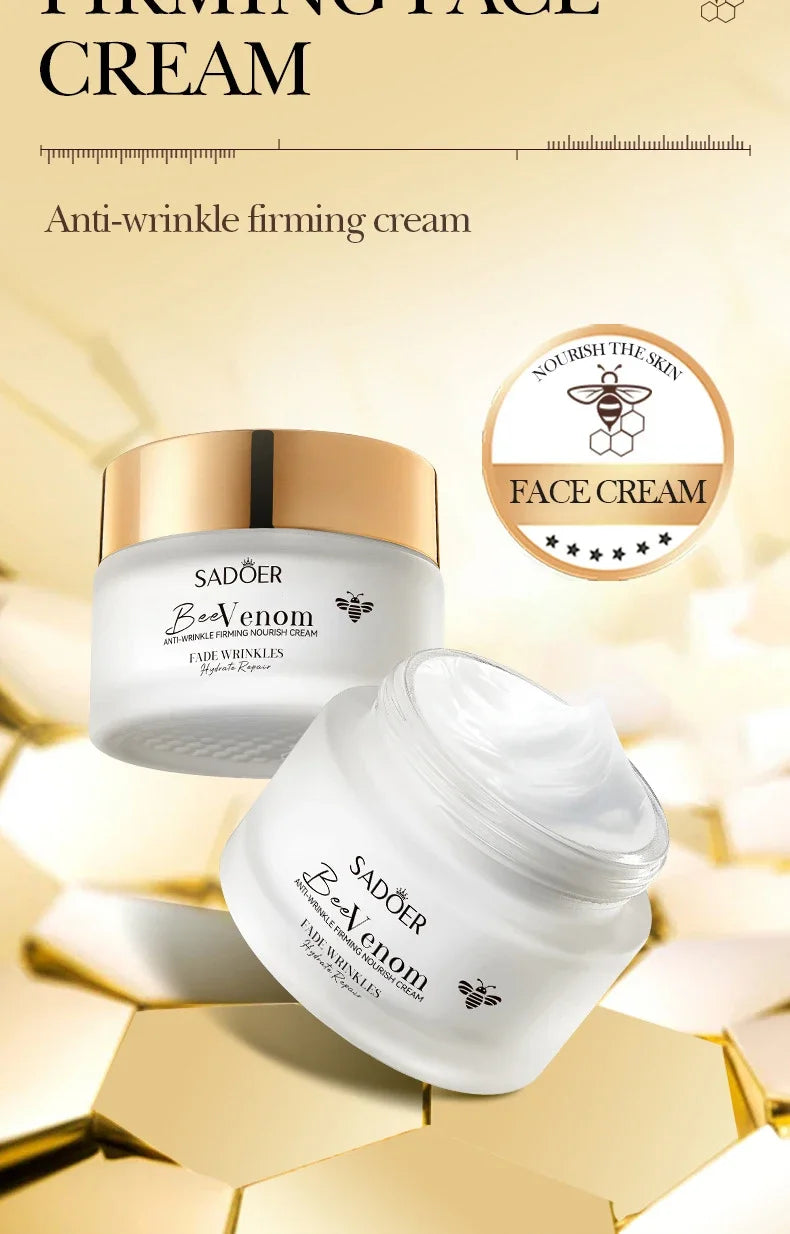 New Bee Venom Anti-aging Face Cream Fade Wrinkle Firming Lifting Facial Cream Forehead Wrinkle Removal Moisturizing Skincare 50g