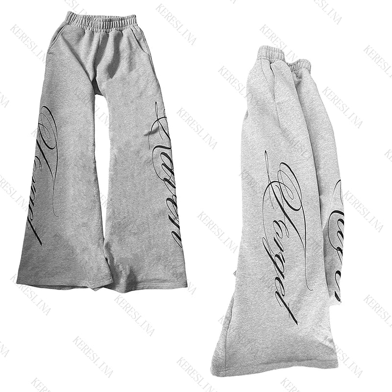 Hip-hop punk chic letter print women's trousers rock sexy Y2K Harajuku aesthetic American retro street loose versatile trousers
