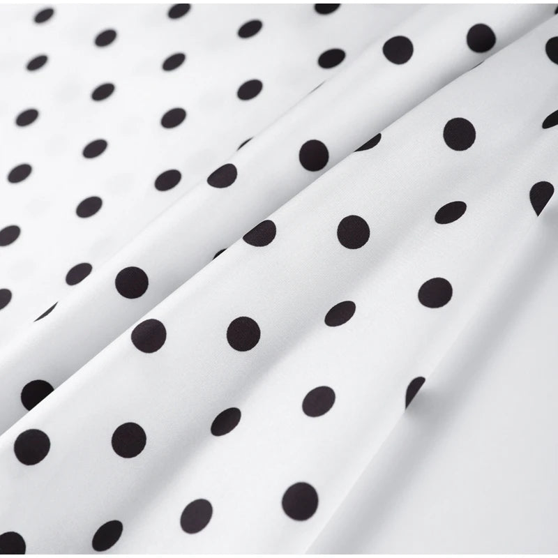 Fashion Polka Dot Mini Dress For Women Elegant Bow Tie Neck Short Sleeve Waist Slim Dress Lady 2026 Spring Summer Chic Vestidos