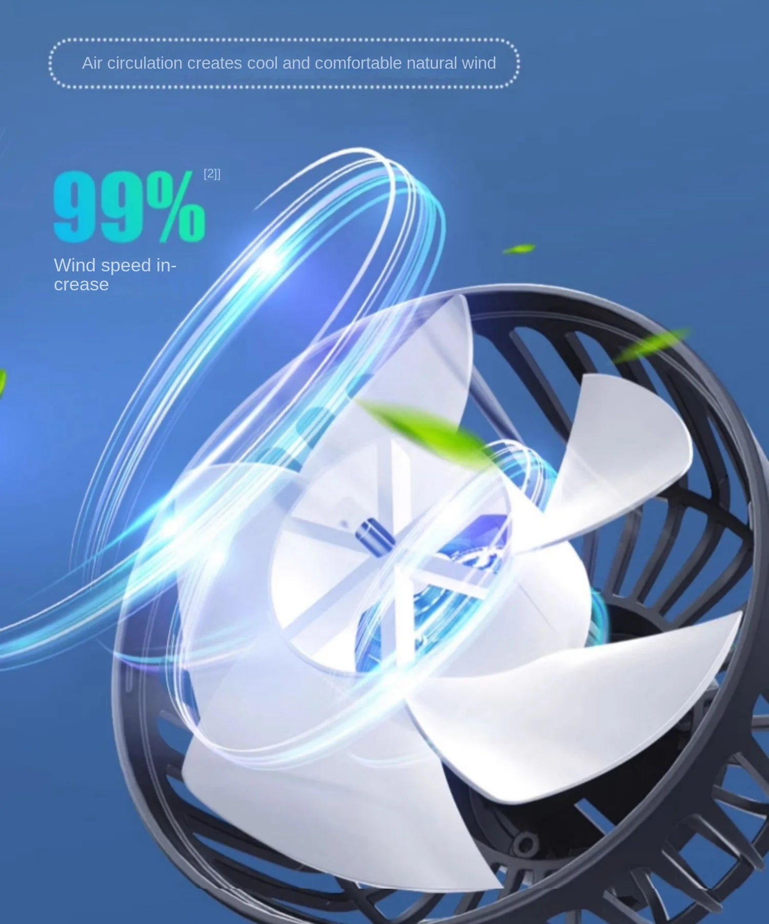 Car mounted rear electric fan with USB interface for car use, 12V 24V, large truck interior, rear seats, silent and powerful