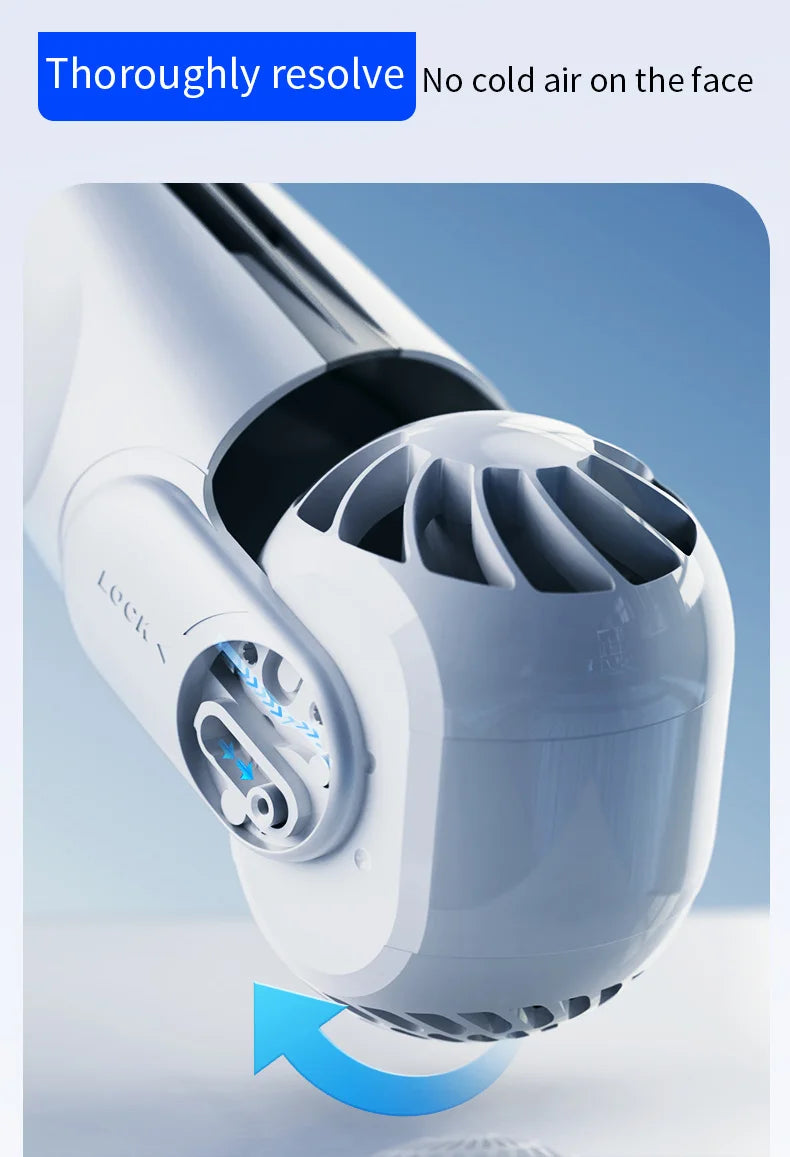 USB Rechargeable Rotor Neck Hanging Portable Fan Adjustable Bladeless Turbo Cooling for Dorm Home Outdoor Use