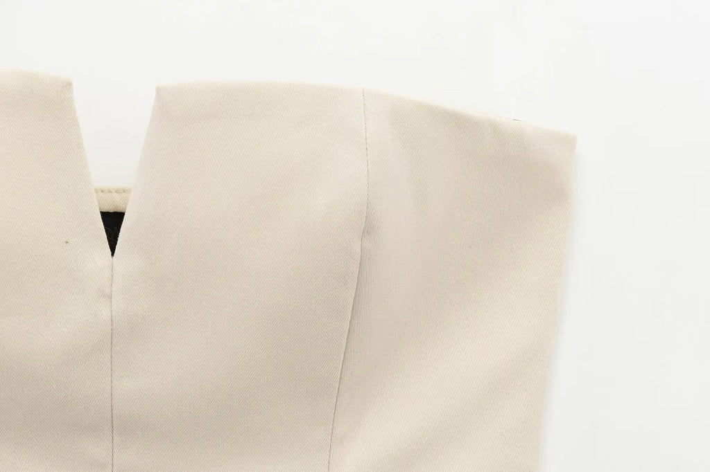 Spring Summer New Women's Sexy Strapless Tube Top ZR Style Commute Zipper Slim Fit Polyester Fiber Single Piece Regular Length