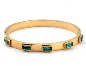 Simple Steel 3 Crystal Bracelet Bangle