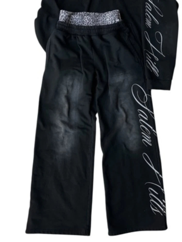 Hip-hop punk chic letter print women's trousers rock sexy Y2K Harajuku aesthetic American retro street loose versatile trousers