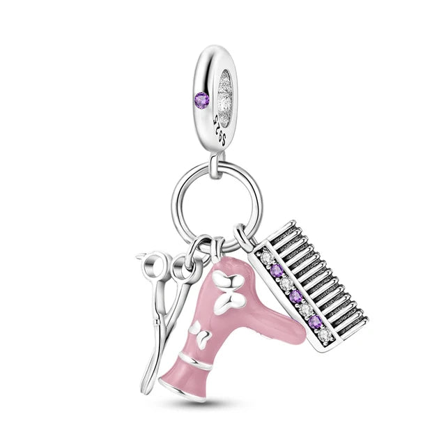 2025 Hot Sale Pink zircon aircraft passport cross Charm Beads Fit 925 Sterling Silver Original women Bracelet DIY Jewelry Gift