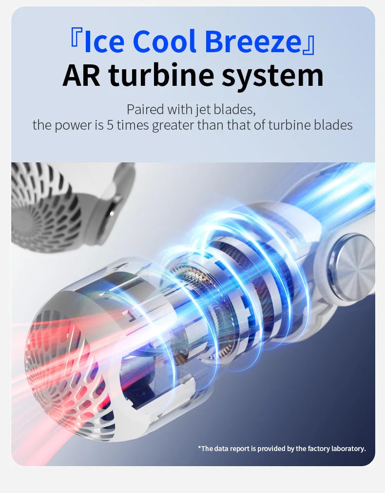 USB Rechargeable Rotor Neck Hanging Portable Fan Adjustable Bladeless Turbo Cooling for Dorm Home Outdoor Use