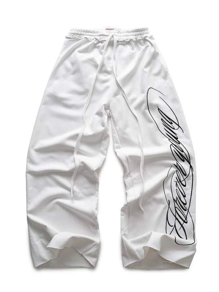 Hip-hop punk chic letter print women's trousers rock sexy Y2K Harajuku aesthetic American retro street loose versatile trousers