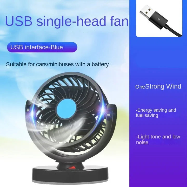 Car mounted rear electric fan with USB interface for car use, 12V 24V, large truck interior, rear seats, silent and powerful
