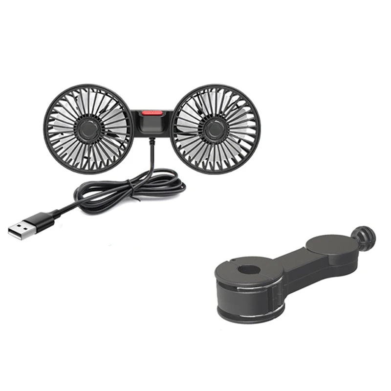 Car mounted rear electric fan with USB interface for car use, 12V 24V, large truck interior, rear seats, silent and powerful
