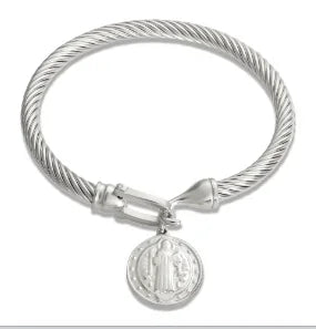 Simple Steel 3 Crystal Bracelet Bangle