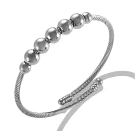Simple Steel 3 Crystal Bracelet Bangle
