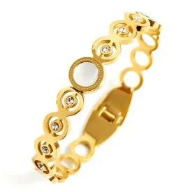 Simple Steel 3 Crystal Bracelet Bangle