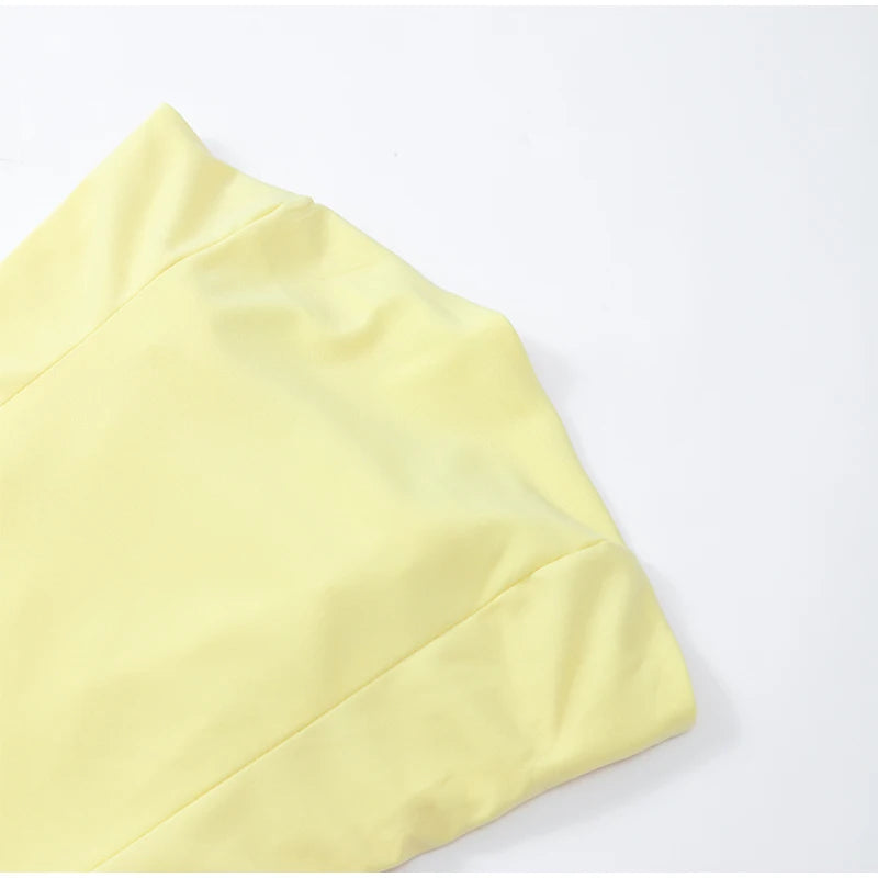 Butter Yellow Mesh Splicing Long Dress Elegant Strapless Split Backless Pleated Gowns For Women 2026 Lady Evening Party Gowns