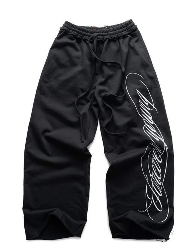 Hip-hop punk chic letter print women's trousers rock sexy Y2K Harajuku aesthetic American retro street loose versatile trousers