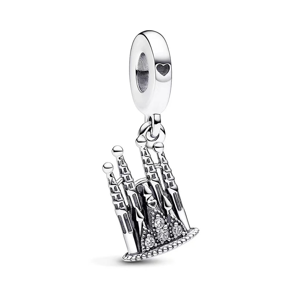 2025 Hot Sale Pink zircon aircraft passport cross Charm Beads Fit 925 Sterling Silver Original women Bracelet DIY Jewelry Gift