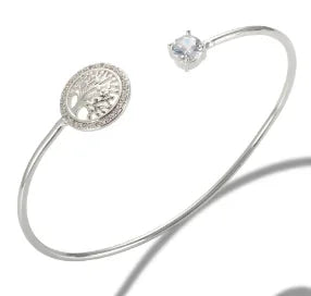 Simple Steel 3 Crystal Bracelet Bangle