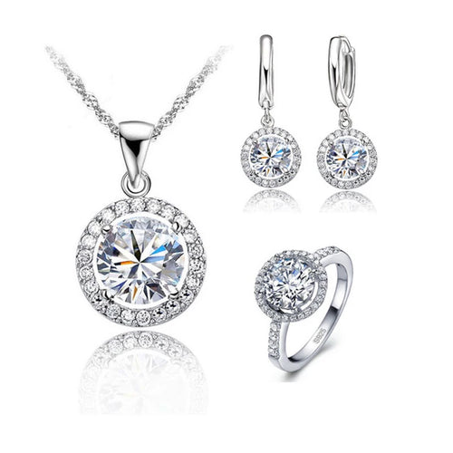 925 Silver Zircon Engagement Jewellery Set