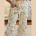 Women's Sweet Cute Floral Printed Vest Pants 2026 New Summer U Collar Sleeveless Ruffle Hem Tops Wide Leg Trousers 2 Piece Sets