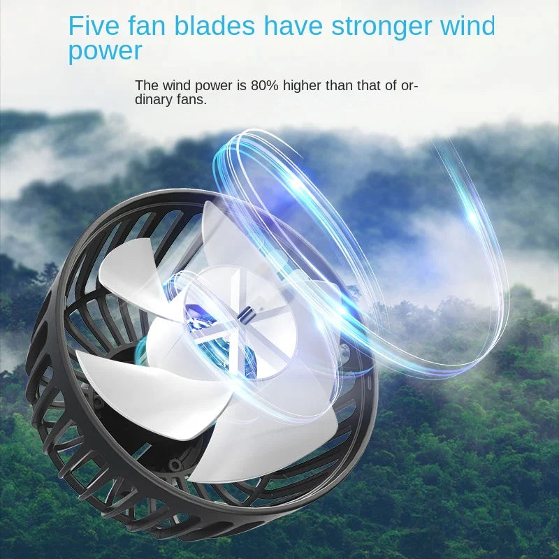 Car mounted rear electric fan with USB interface for car use, 12V 24V, large truck interior, rear seats, silent and powerful