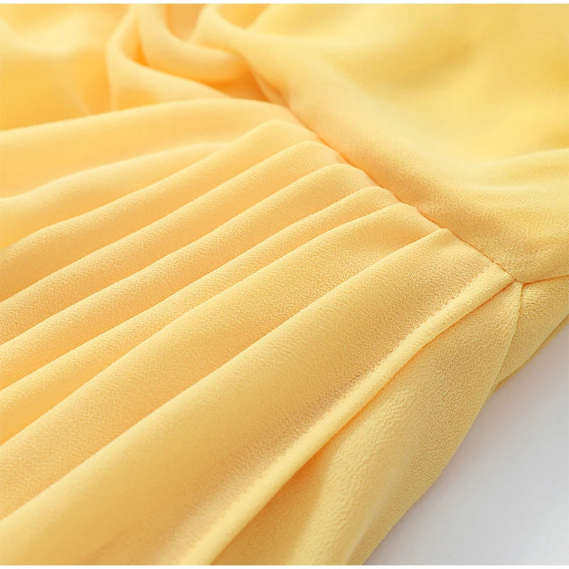 Butter Yellow Mesh Splicing Long Dress Elegant Strapless Split Backless Pleated Gowns For Women 2026 Lady Evening Party Gowns