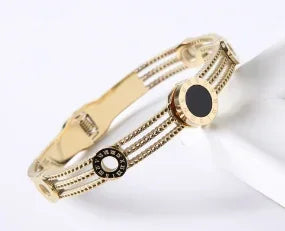 Simple Steel 3 Crystal Bracelet Bangle