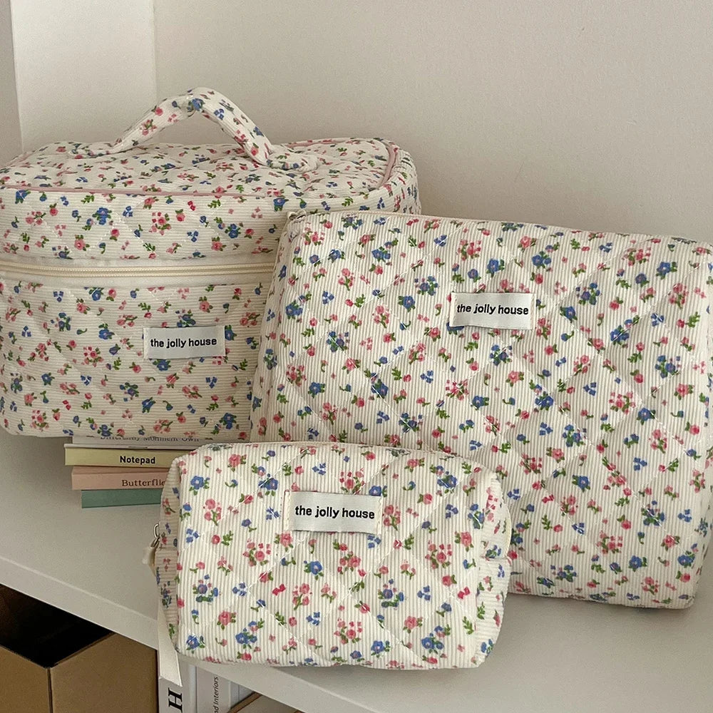 2025 New 3 Bags Set Women Makeup Bag Large Capacity Cosmetic Toiletry Storage Pouch Handbag Make Up Square Zipper Quilting Bag