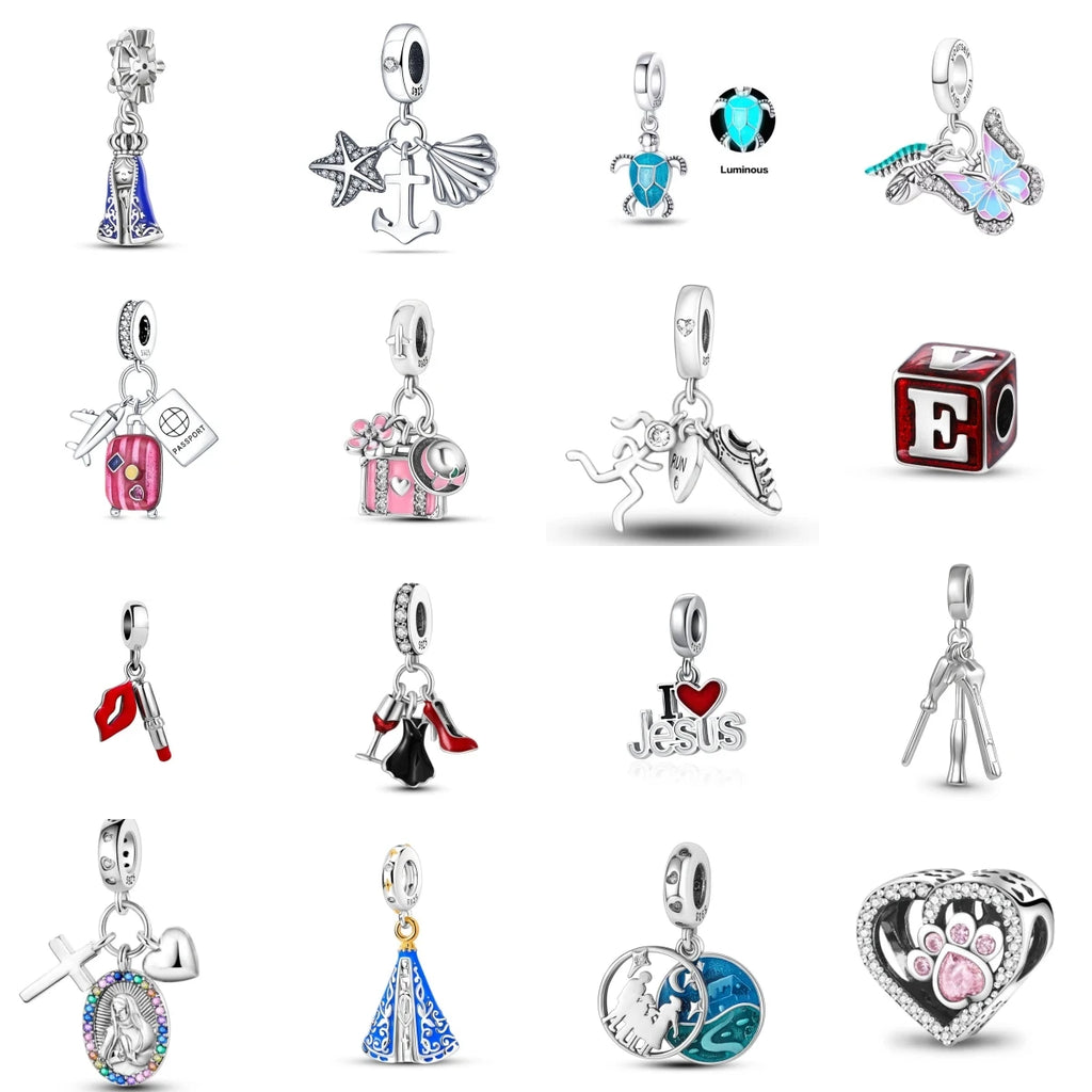 2025 Hot Sale Pink zircon aircraft passport cross Charm Beads Fit 925 Sterling Silver Original women Bracelet DIY Jewelry Gift