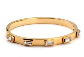 Simple Steel 3 Crystal Bracelet Bangle