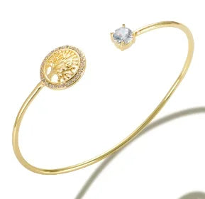 Simple Steel 3 Crystal Bracelet Bangle