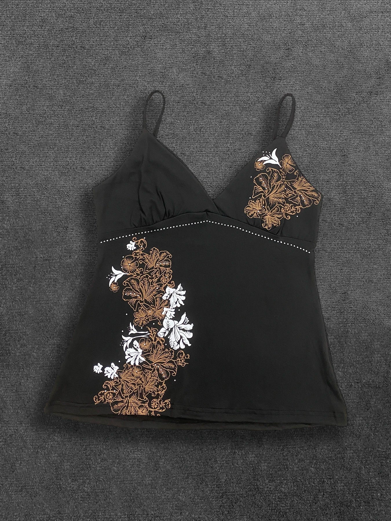 New Style Elegant Style Slim Fit Slimming Floral Retro Printed Chest Strap Cross-Border Sleeveless Vest
