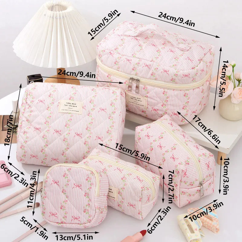 4pcs Floral Makeup Bag Set - Large Capacity Travel Organizer Pouch with Zipper Easy to Clean Travel Toiletry Organizer