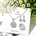 New Fashion Full Jewelry Sets For Women Lady Round Cubic Zircon 925 Sterling Silver Engagement Necklace Earrings Ring