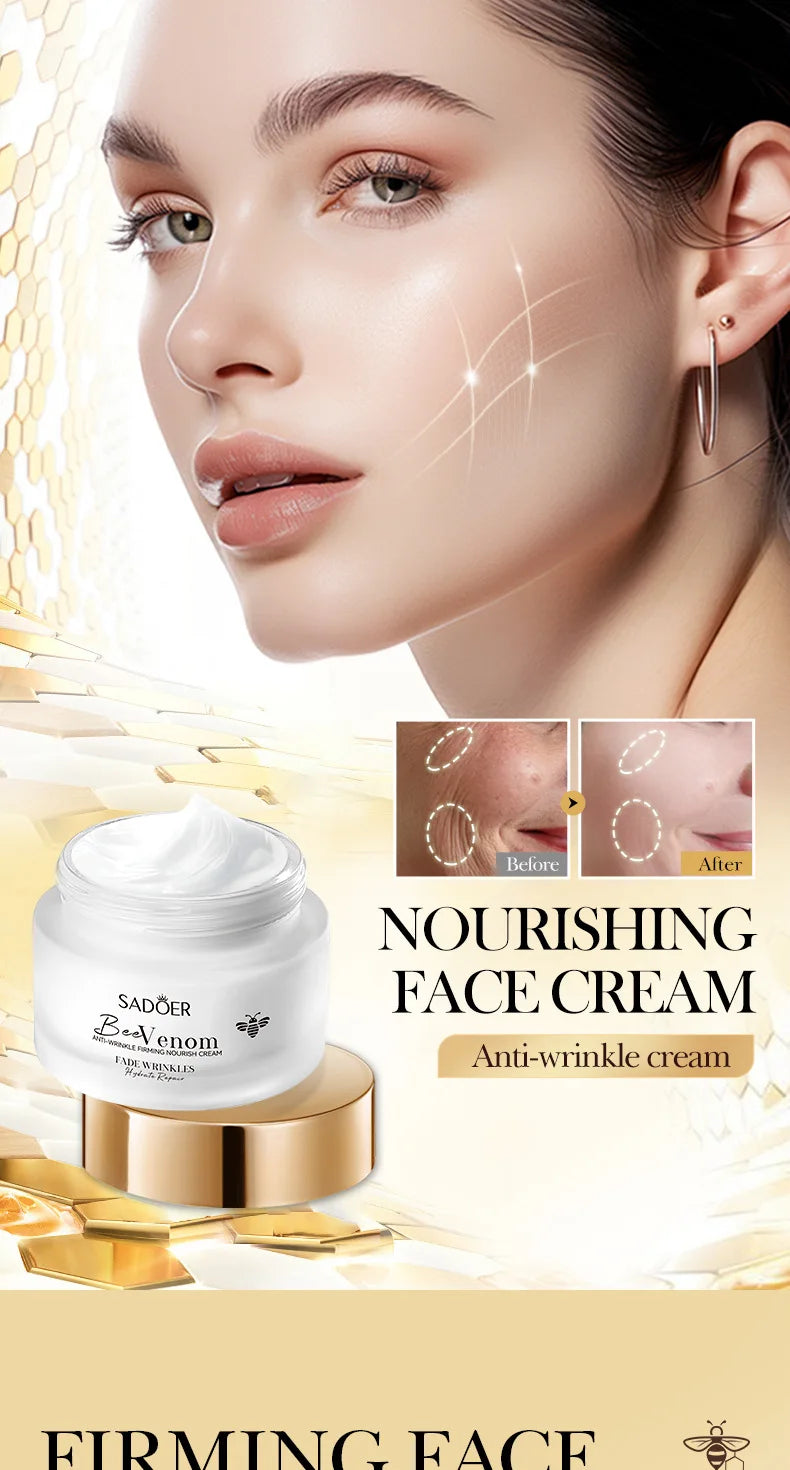 New Bee Venom Anti-aging Face Cream Fade Wrinkle Firming Lifting Facial Cream Forehead Wrinkle Removal Moisturizing Skincare 50g