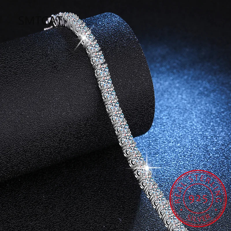 Charm Bracelets For Women High Quality S925 Silver Platinum Plated Moissanite Bracelet Simple Personality Wedding Jewelry Gift