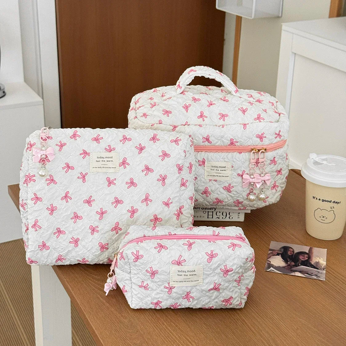 2025 New 3 Bags Set Women Makeup Bag Large Capacity Cosmetic Toiletry Storage Pouch Handbag Make Up Square Zipper Quilting Bag