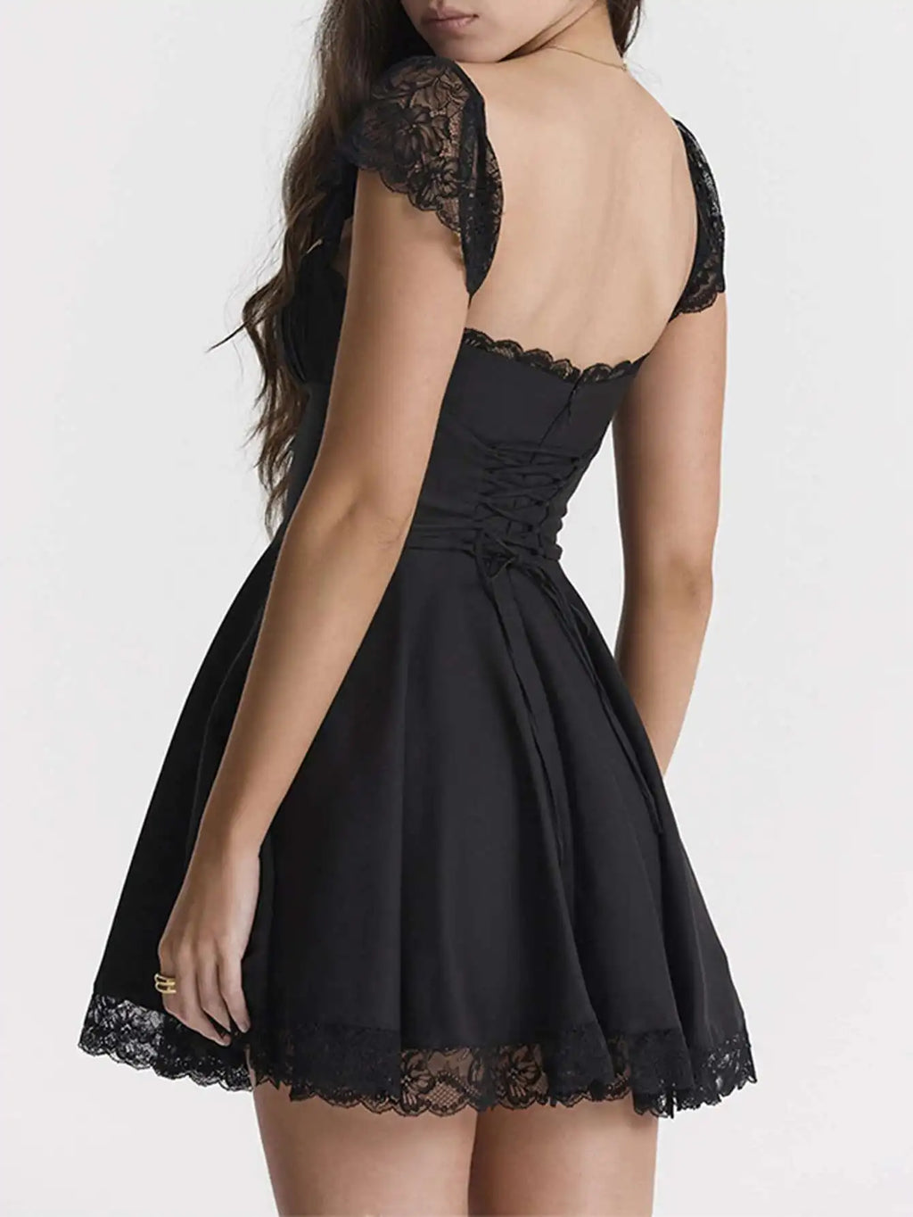 Sexy lace edge backless black mini summer dress women white short party dresses woman clothing birthday evening dress vestidos