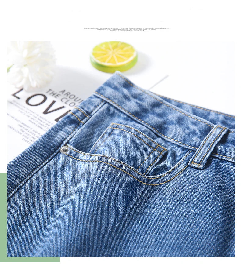 2024 Summer New Women Shorts Jeans Baggy Straight Vintage Streetwear Jeans Shorts Women Clothing Blue Black  Y2K