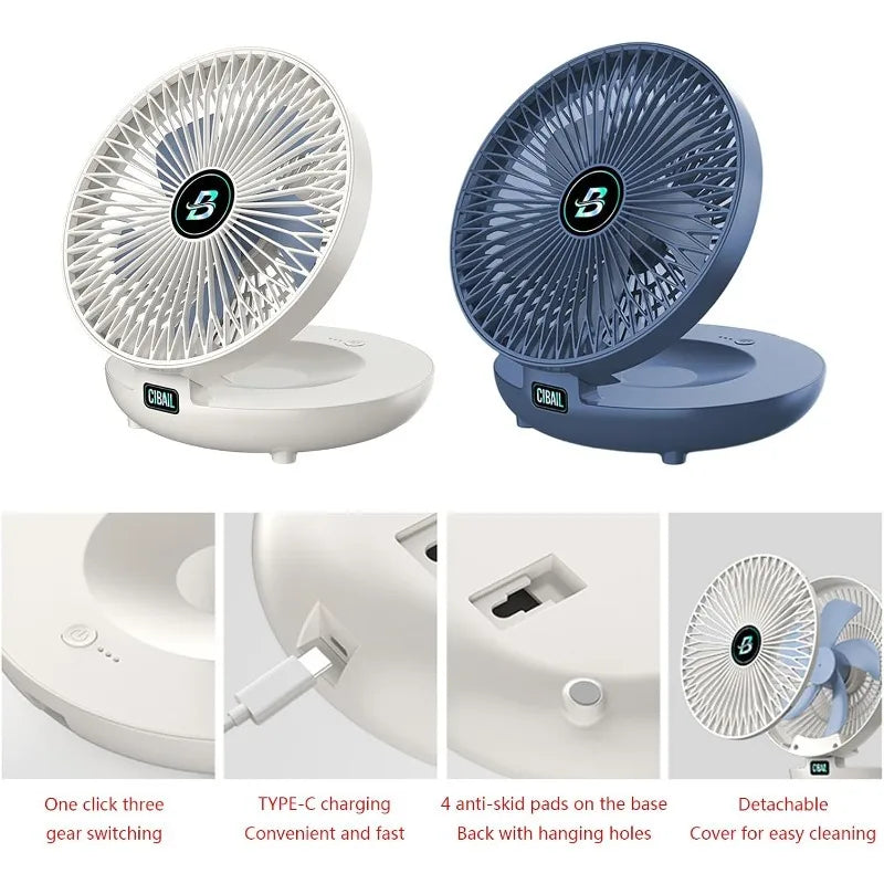 Fans, Portable Deformable Fan USB Rechargeable Quiet Pocket Cooling for Office Outdoor Home Travel Folding Small Hand Fan