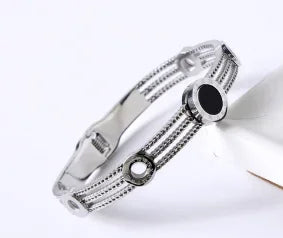 Simple Steel 3 Crystal Bracelet Bangle