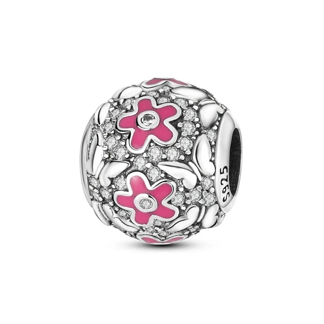 2025 Hot Sale Pink zircon aircraft passport cross Charm Beads Fit 925 Sterling Silver Original women Bracelet DIY Jewelry Gift