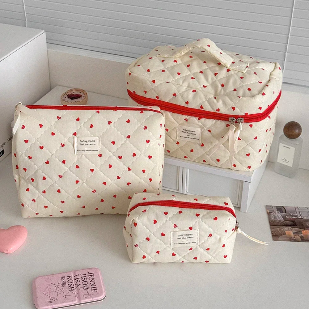 2025 New 3 Bags Set Women Makeup Bag Large Capacity Cosmetic Toiletry Storage Pouch Handbag Make Up Square Zipper Quilting Bag